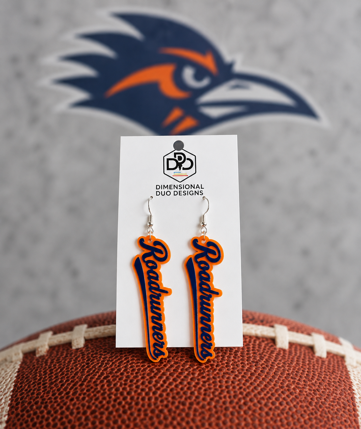 Roadrunners Text Earrings