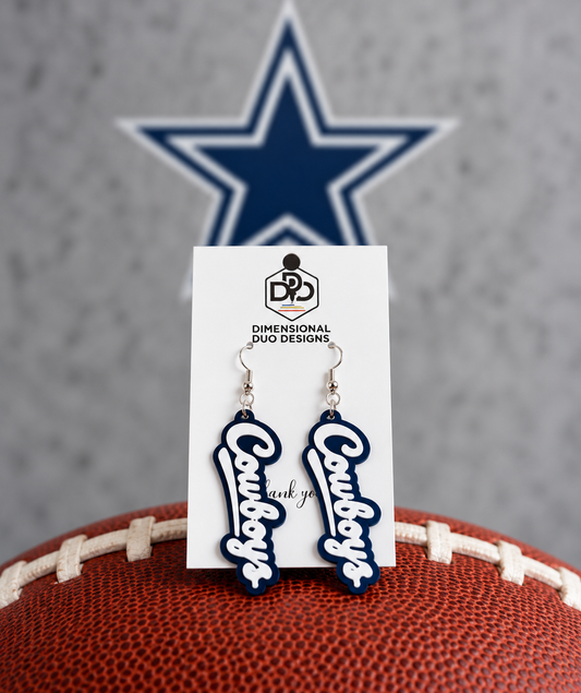 Cowboys Text Earrings