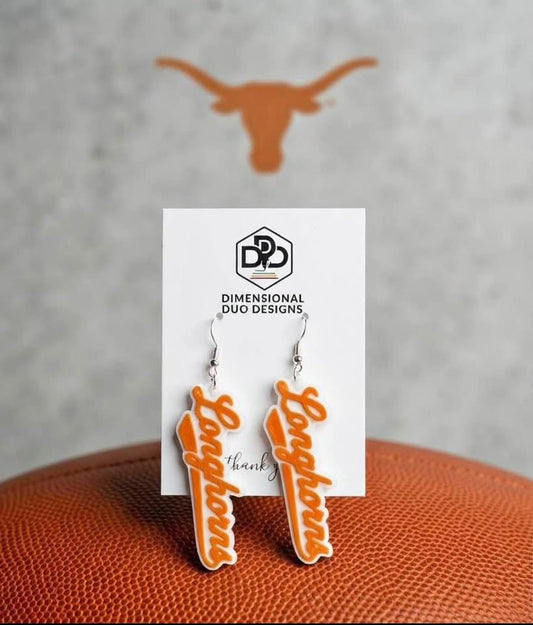 Longhorns Text Earrings