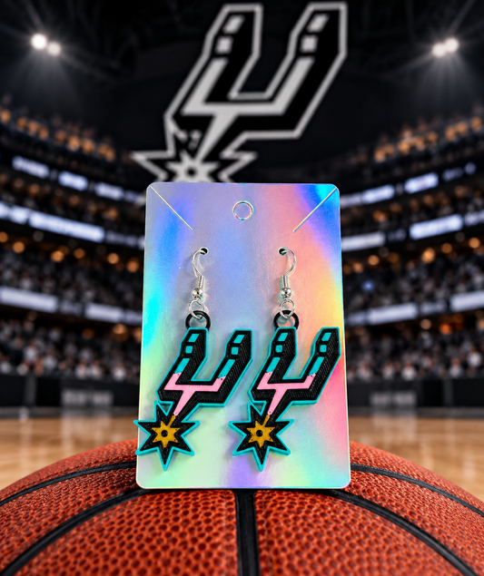 Spurs Black Retro Earrings