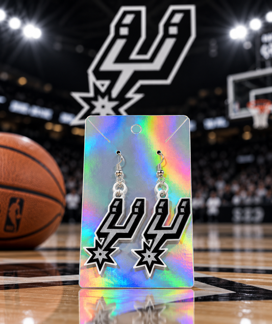 Spurs Black/Silver/White Logo Earrings